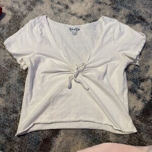 Brandy Melville Cream Tie-Front Tee